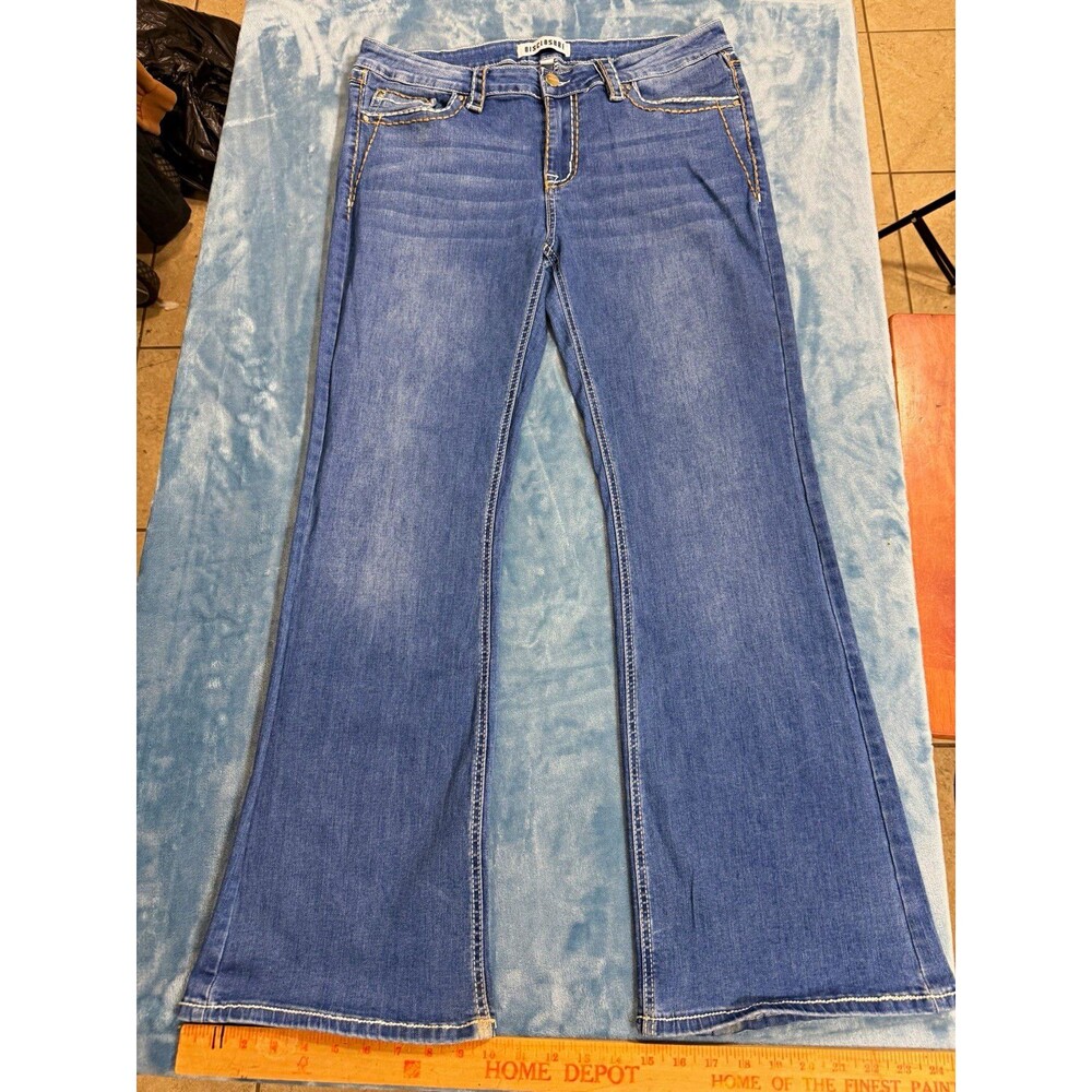Disclosure Womens Bootcut Flare Jeans 15/32 Stretch Thick Stitch Flap Pocket